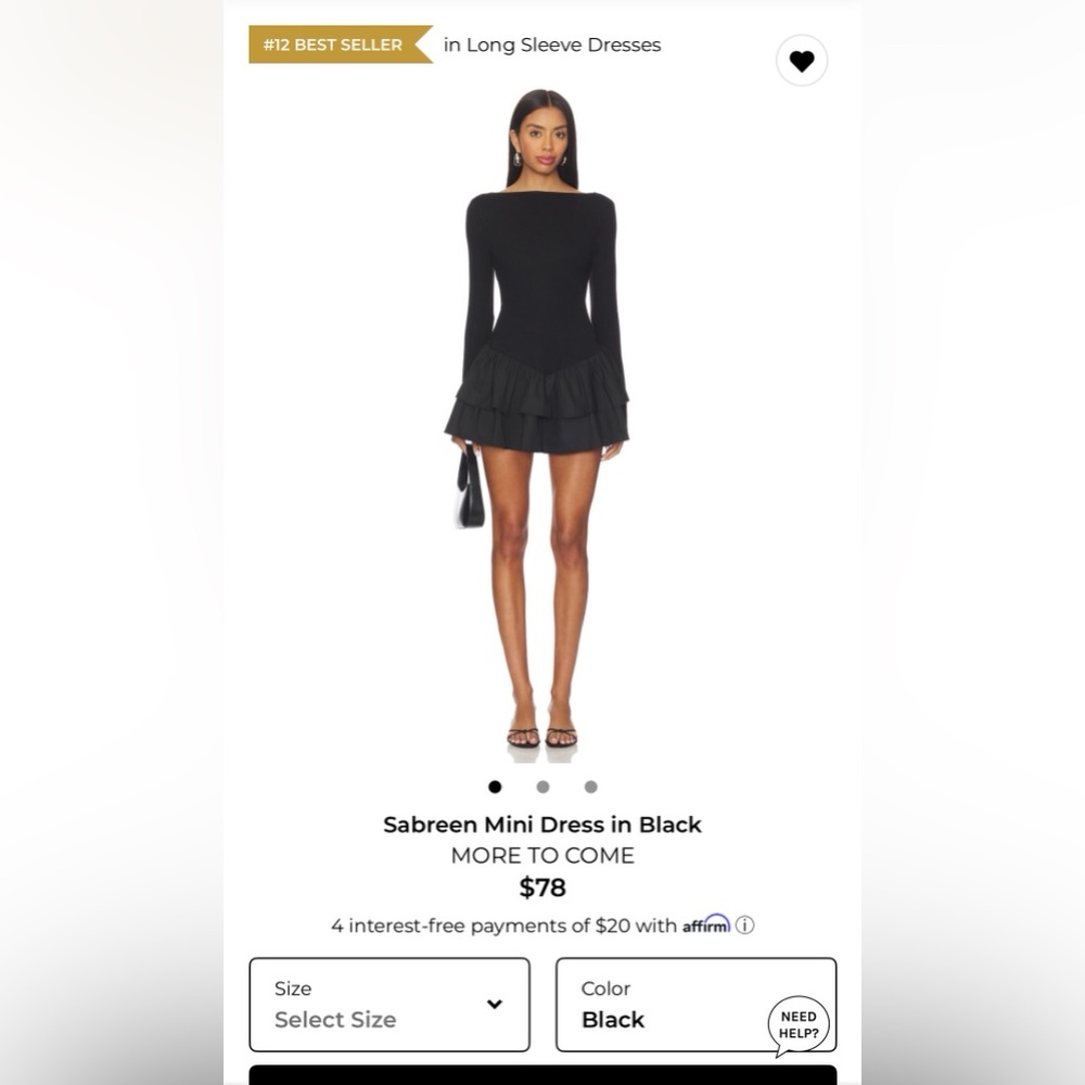 REVOLVE/ More To Come Black Ruffle Mini Dress